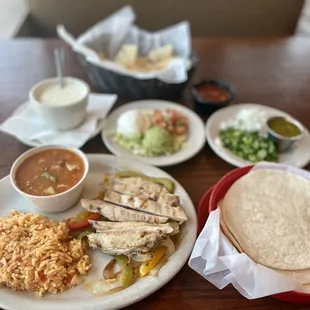 Lunch Fajitas and queso