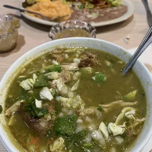 Amazing food. Homemade corn tortillas!!!  Green pozole!!We are coming back...