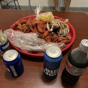 3lb of crawfish, and a couple of crabs.