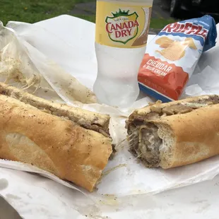 Excellent cheesesteak with fried onions and mushrooms