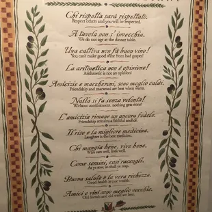 menu