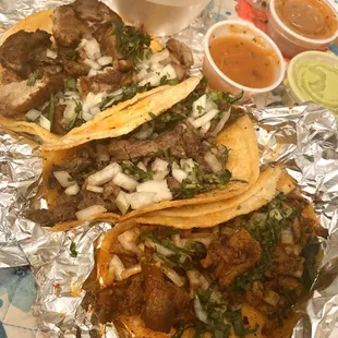 Tacos - Carnitas, asada, y pastor. Mmm