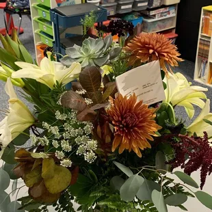 Beautiful fall bouquet with succulents