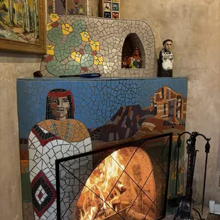 Fire place in dining room