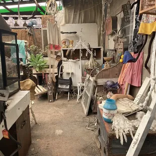 A side area with eclectic vintage pieces