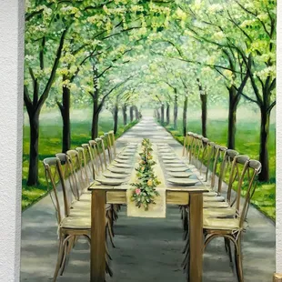 Inside. I love this painting.  Are those Hebrew letters in the flowers?