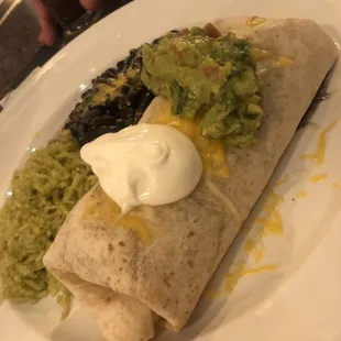 Chicken Burrito~Grilled chick breast Tomato Onion Cheese Guac Sour cream Cilantro rice Black beans 19.5 @CASCADA Placerville Fri 12/16/22