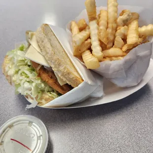 Crispy chicken burger on sourdough