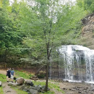 People enjoying the sites and sounds of the falls
