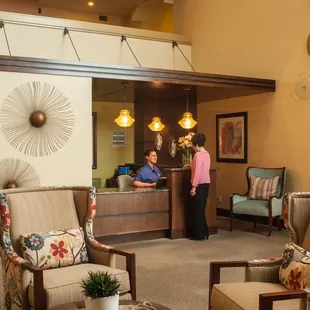 Beautiful reception area with attached coffee cafe.