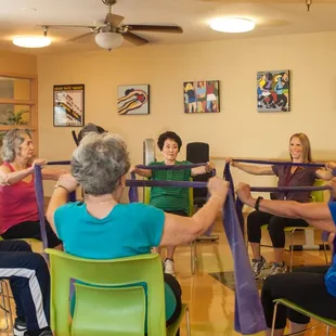 Exercise room with weekly group classes for all fitness levels.