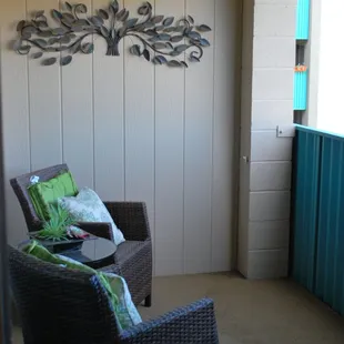 Each apartment has a private patio.