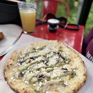 A small Tahoma pie paired with a nice glass of Crucible Brewing Blood Orange beer