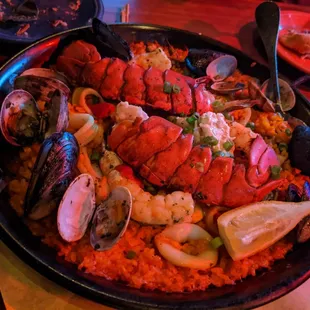 Seafood paella