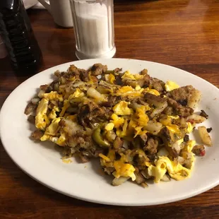 This is the famous THIS AND THAT breakfast! Never disappointed by this family owned business! Always great service and great fresh coffee!