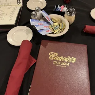 table setting with menu