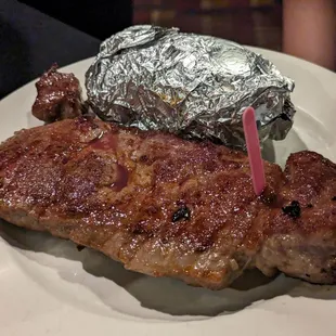 NY strip with baked potato