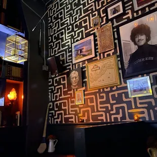 Full wall décor inside Casements in San Francisco.