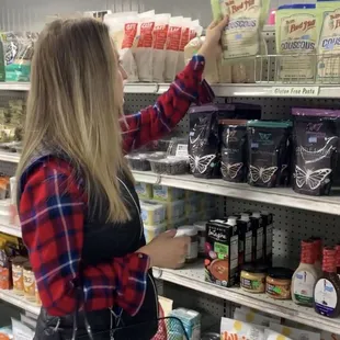 Shopping in their amazing health food section, the Nature Nook