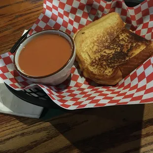 Grilled cheese with tomato basil soup