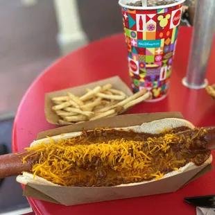 Foot long chili dog