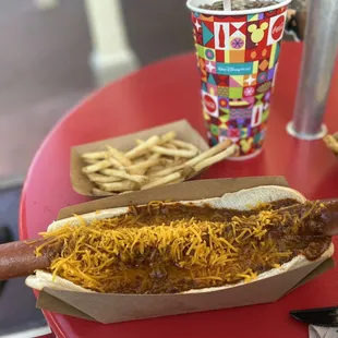 Foot long chili dog