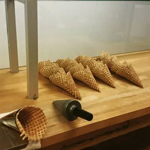 the cones on the table
