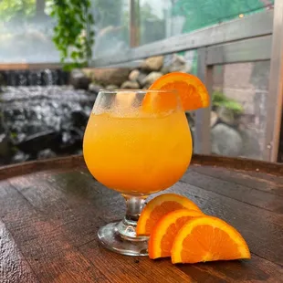 a glass of orange juice