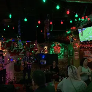 a band performing in a bar