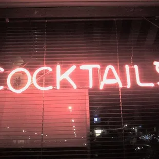 Cocktails Sign in the Window