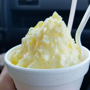 Ice Cream Snoball, stuffed with Vanilla Soft Serve and topped with Condensed Milk ; so satisfying!