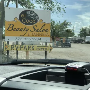 This IS the entrance to Casey's RV Park. They also have a salon if you need to get your hair done! Or a massage.
