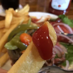 Old school fries w/ plenty of Heinz.