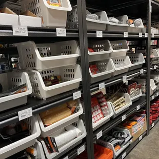 shelves of various items in a store