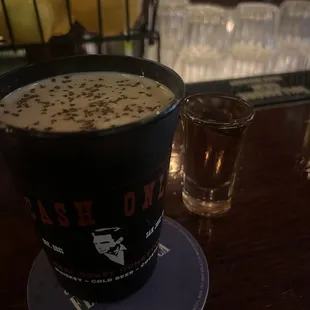 Frozen Irish coffee & a shot