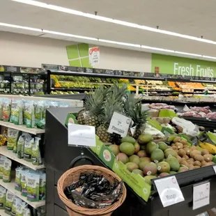 a produce section in a grocery store
