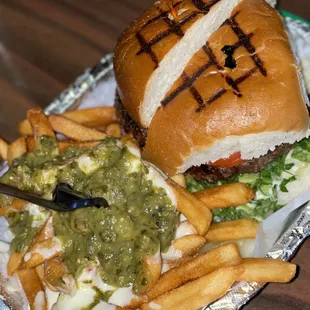 L.a . Burger with verde fries @ohcayeats