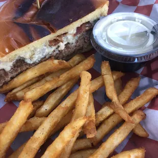 Blue cheese bacon burger