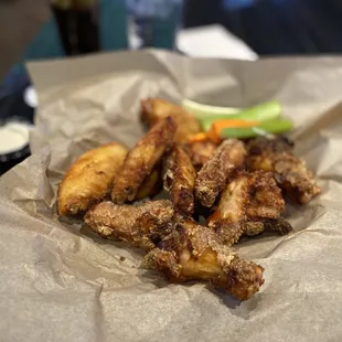 Chicken wings with the sauce on the side