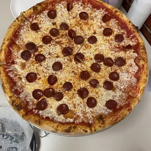Large pizza with pepperoni