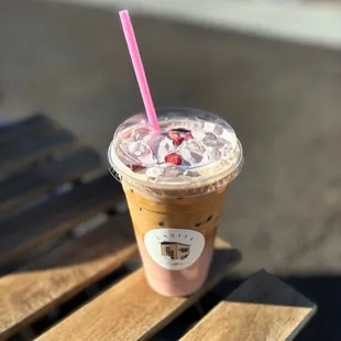 Strawberry horchata latte