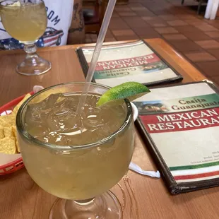 Margaritas On the Rocks with a weird color.