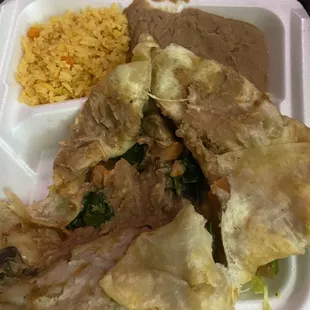 The chimichanga- employees were able to exclude the cheese and sour cream liked I asked ( I can see one strand of cheese-they tried :-)