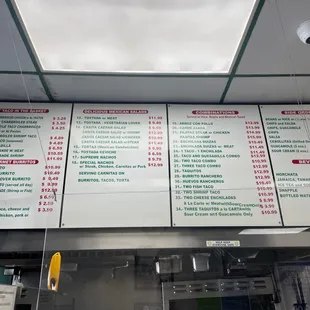 menus and prices