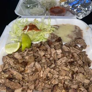 Carne asada plate and sides - I asked them to chop up my asada for me