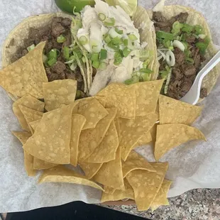 Asada taco &amp; fish taco.