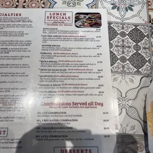 menu