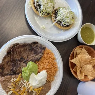 Carne Asada Sopes and Carne Asada Plate