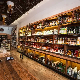 shelves of liquor in a liquor shop