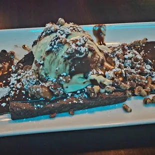 Brownie and bourbon ice cream